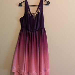 Disney Rapunzel Purple and Pink Dress with Gold Details
